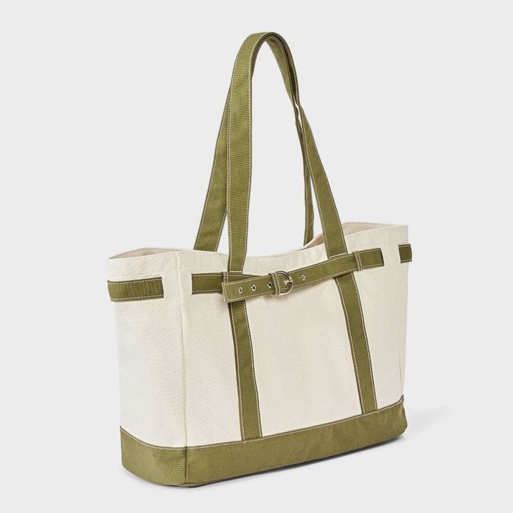 Universal Thread - Canvas Large Belted Tote Bag - Universal Thread Gr Green - Picture 3 of 4